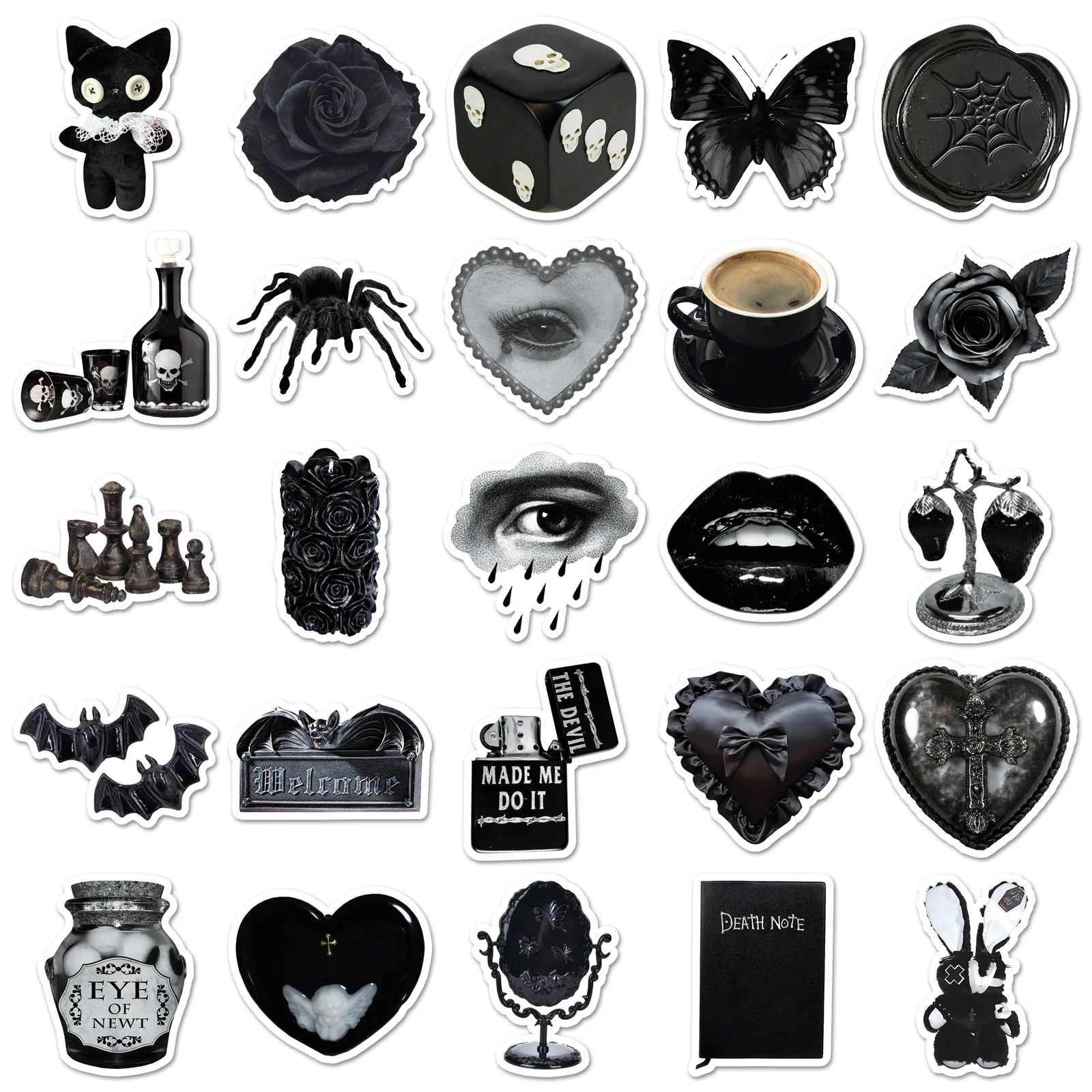 10/50 Uds pegatinas de estilo gótico oscuro dibujos animados Graffiti decorativo monopatín papelería manual pegatinas impermeables juguete para niños