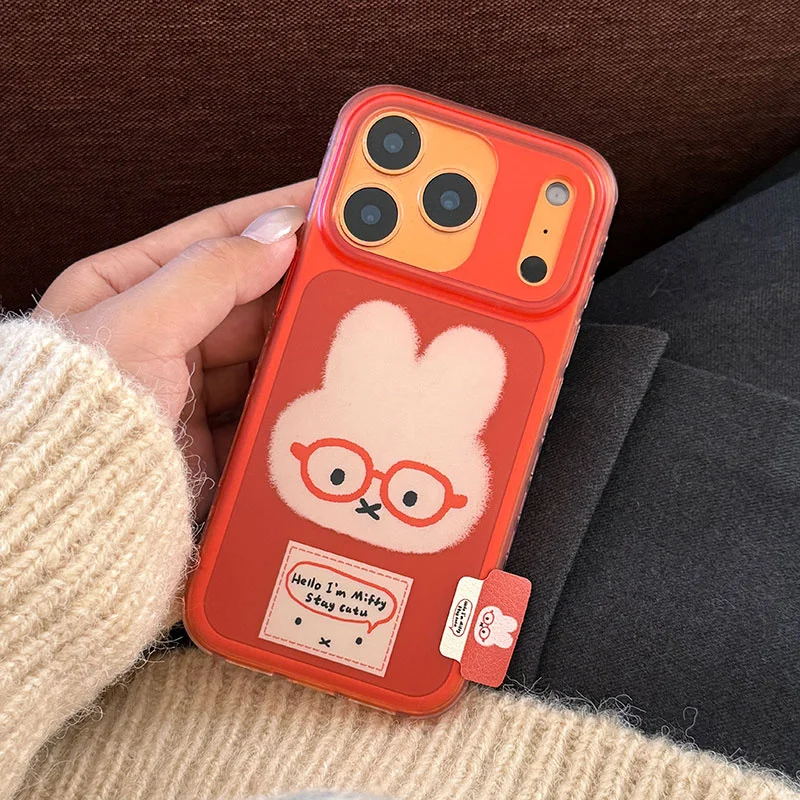 

Korean Ins Lovely Miffy Rabbit Phone Case For iPhone 17 16 15 14 13 Pro Max Kawaii Cartoon Anime White Rabbit Back Cover Shell