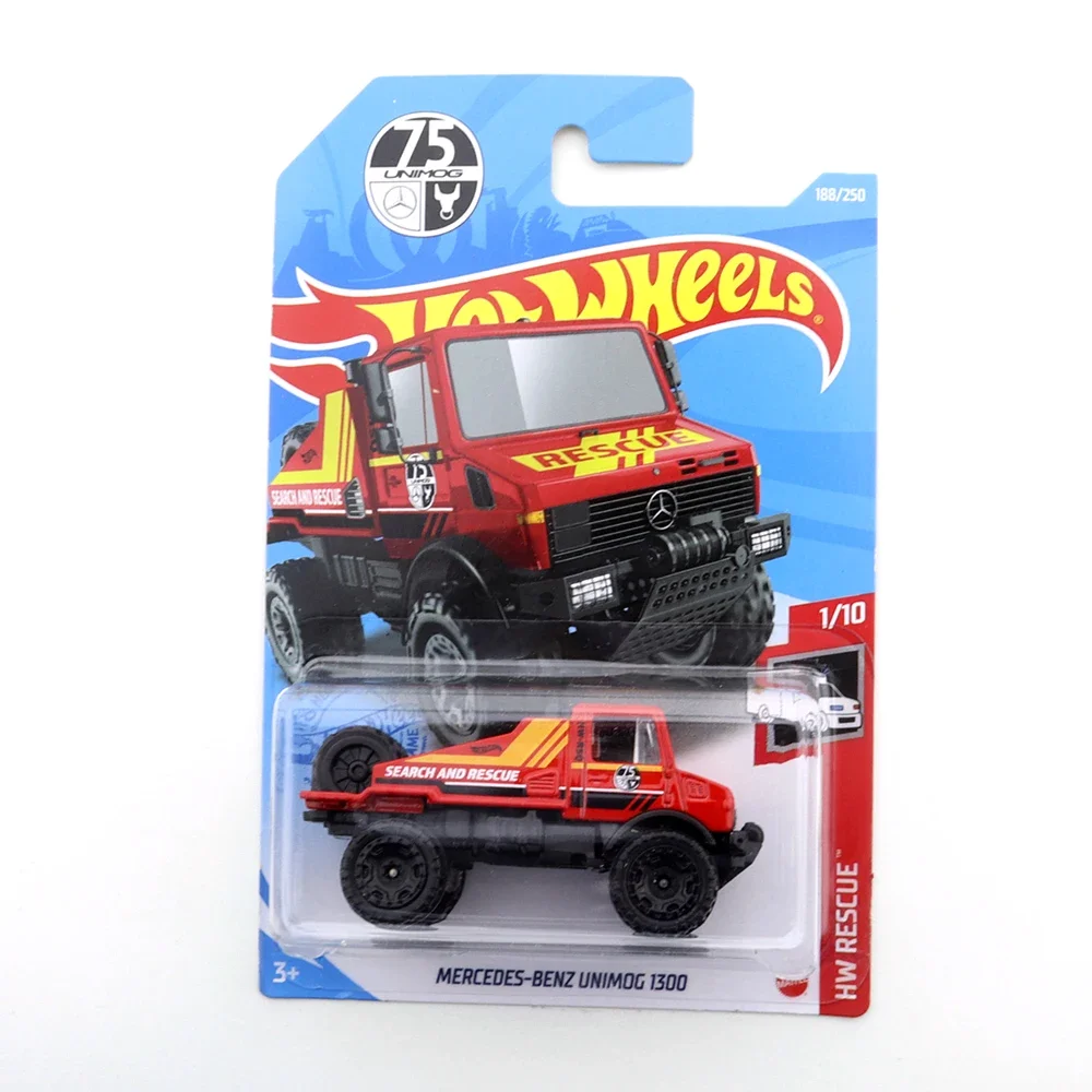 2019-07 2021-188 Original Hot Wheels Mini Alloy Coupe MERCEDES-BENZ UNIMOG 1300 1/64 Metal Diecast Model Car Kids Toys Gift