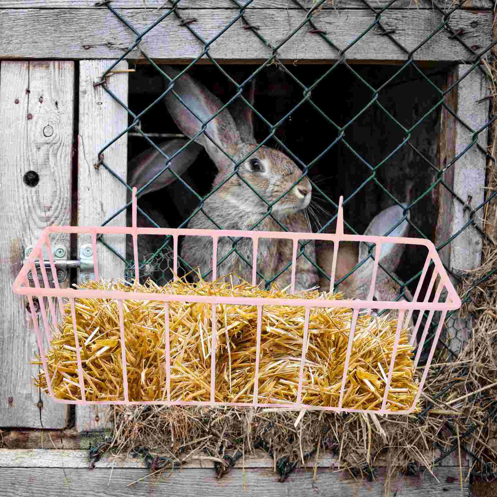 Rabbit Hay Rack Guinea Pig Convenient Feeder Hanging Feeders Suspending Holder Wrought Iron for Cage Rabbits Wear-resistant