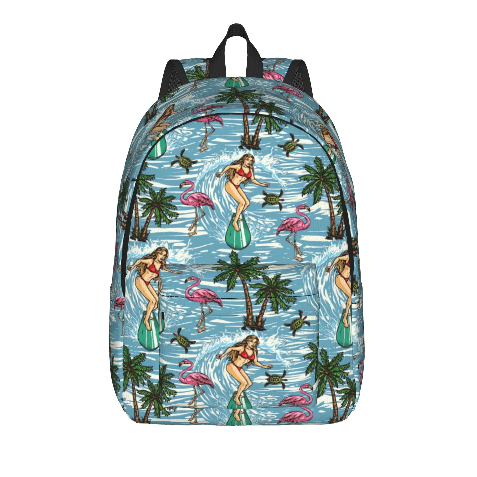 Vintage Surf Scene    Backpack Women  Print Backpacks Polyester Stylish High School Bags Workout Designer Rucksack