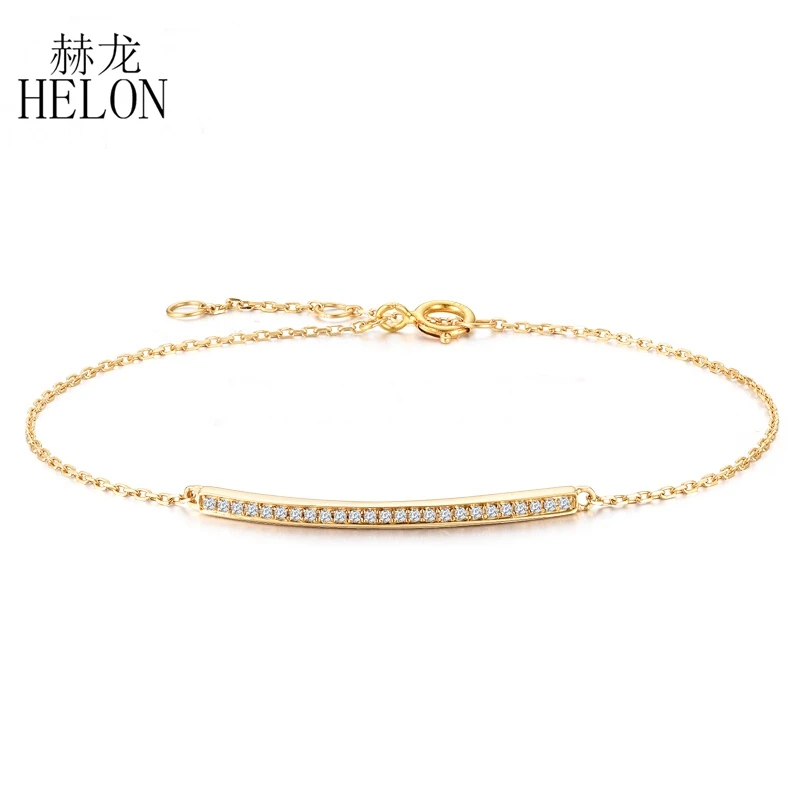 HELON Solid 18K 14k 10k Yellow Gold Lab Grown Moissanite Diamond Chain Bracelet Women Trendy Jewelry Gift Moissanite Bracelet