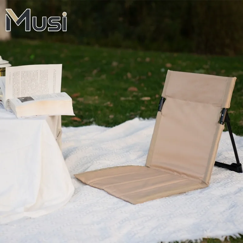 Portable Folding Camping Chair Lightweight Outdoor Floor Chair Backrest Cushion Lazy Seat for Hiking Beach Picnic Travel Garden