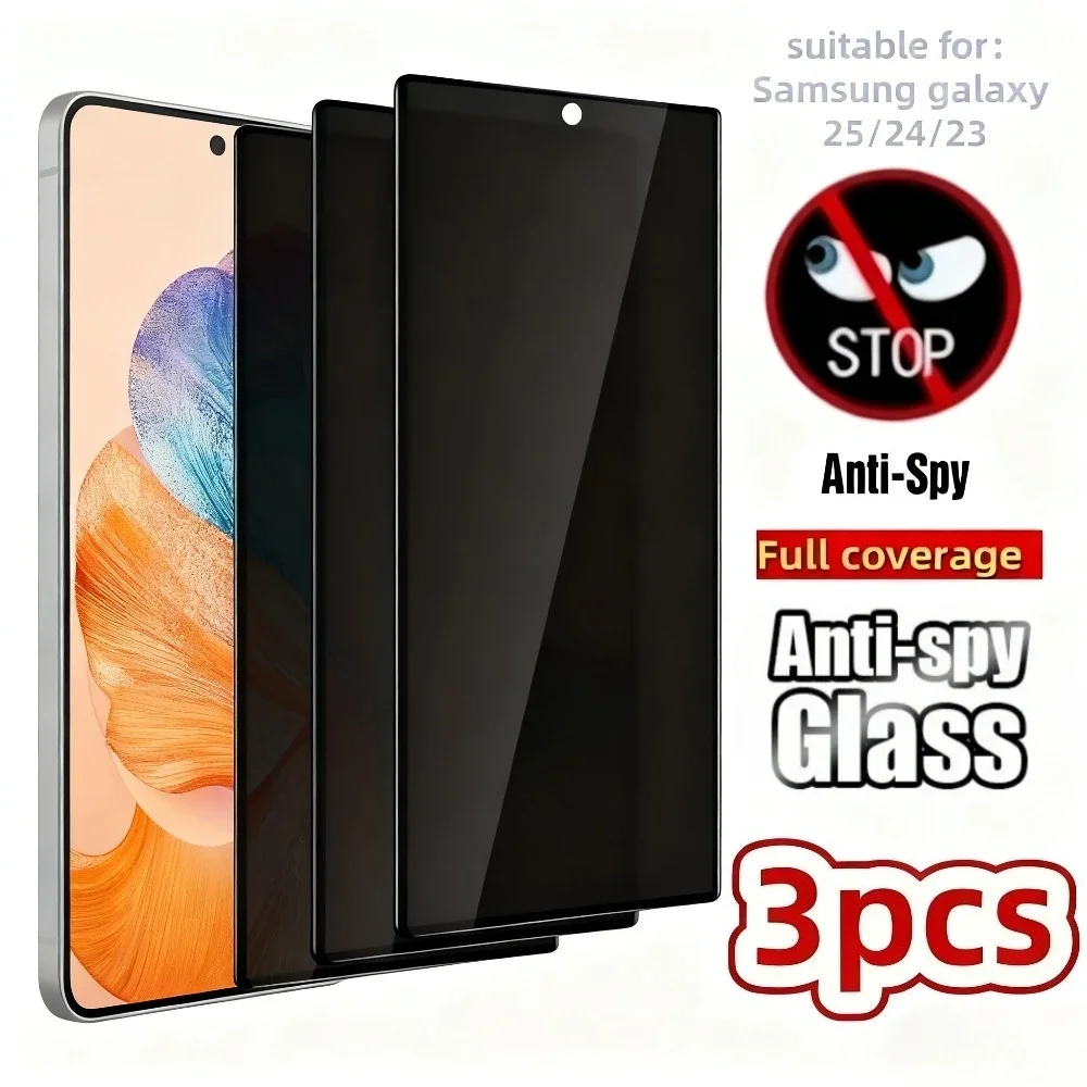 3Pcs Anti-Spy Screen Protector for Samsung Galaxy S25/S24/S23/S21/S22 plus - Anti-Scratch Tempered Glass for S25/S24/S23/S21 FE