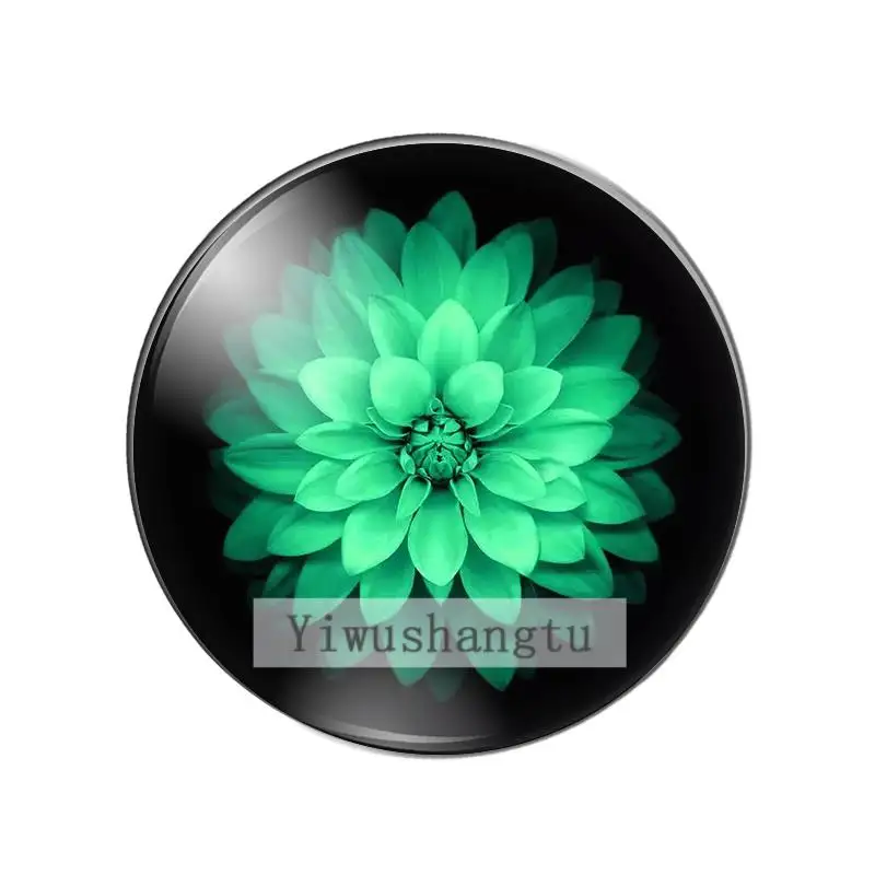 Beauty colour A blooming lotus flower pattern 10mm/12mm/20mm/25mm Round photo glass cabochon demo flat back Making findings