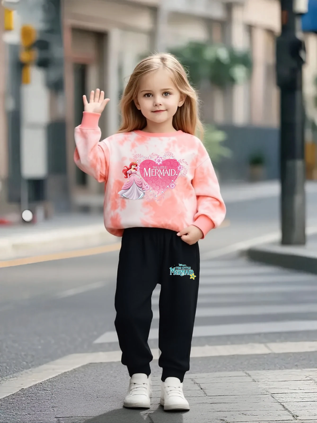 

The Little Mermaid Sweatshirt+Pants Set Spring Autumn Wear Long Sleeve Outfits Outer Boys Gilrs Cute Pullovers Trousers Suits