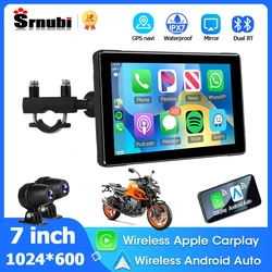 Motocicleta DVR Navegação GPS, Carplay sem fio, Android Auto, Jogador portátil inteligente, Moto Monitor, IP67 Bluetooth à prova d'água, 7