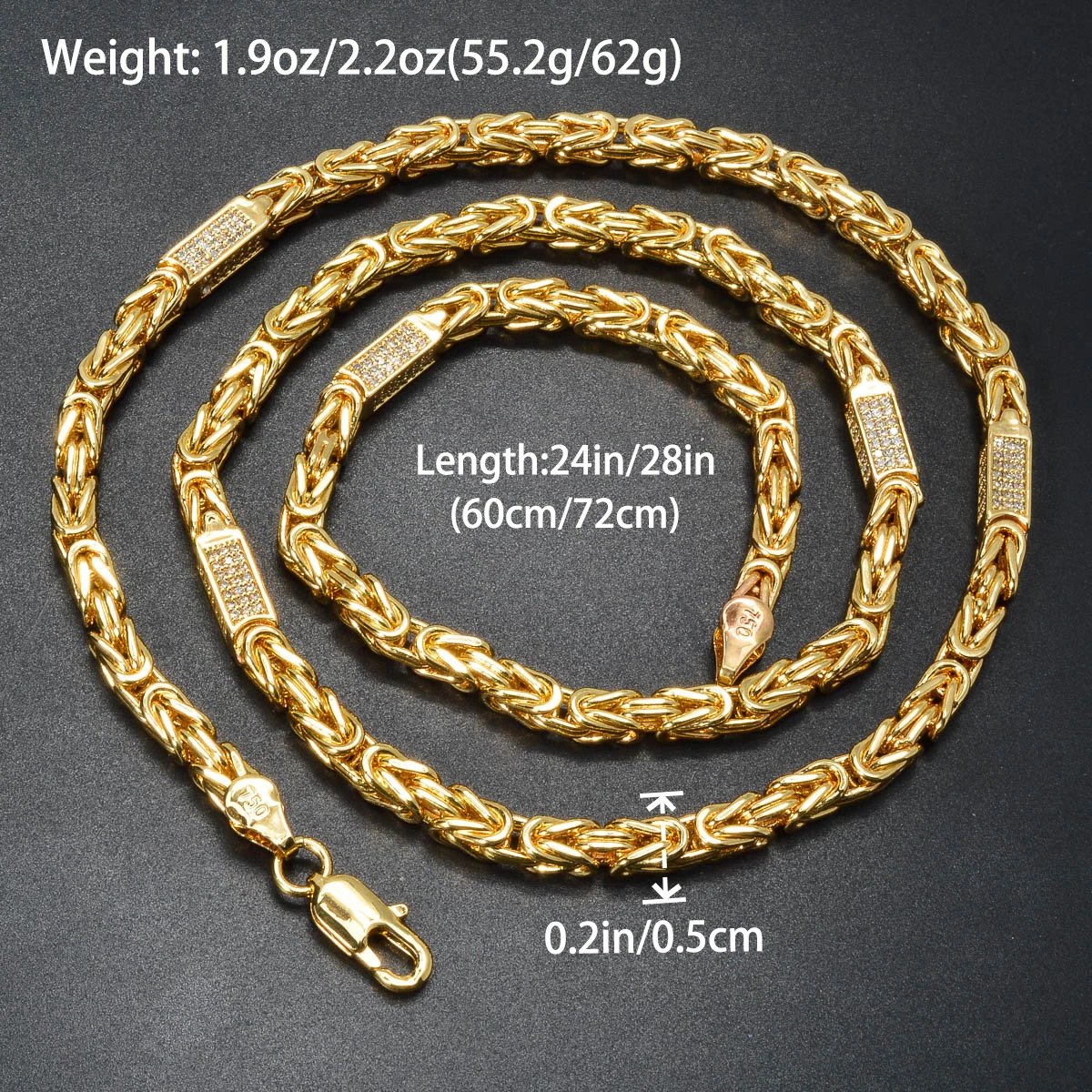 Retro Rectangle Zircon Necklace for Men High Quality Copper 18k Gold Plated Clavicle Chain Man Wedding Party Luxury Jewelry