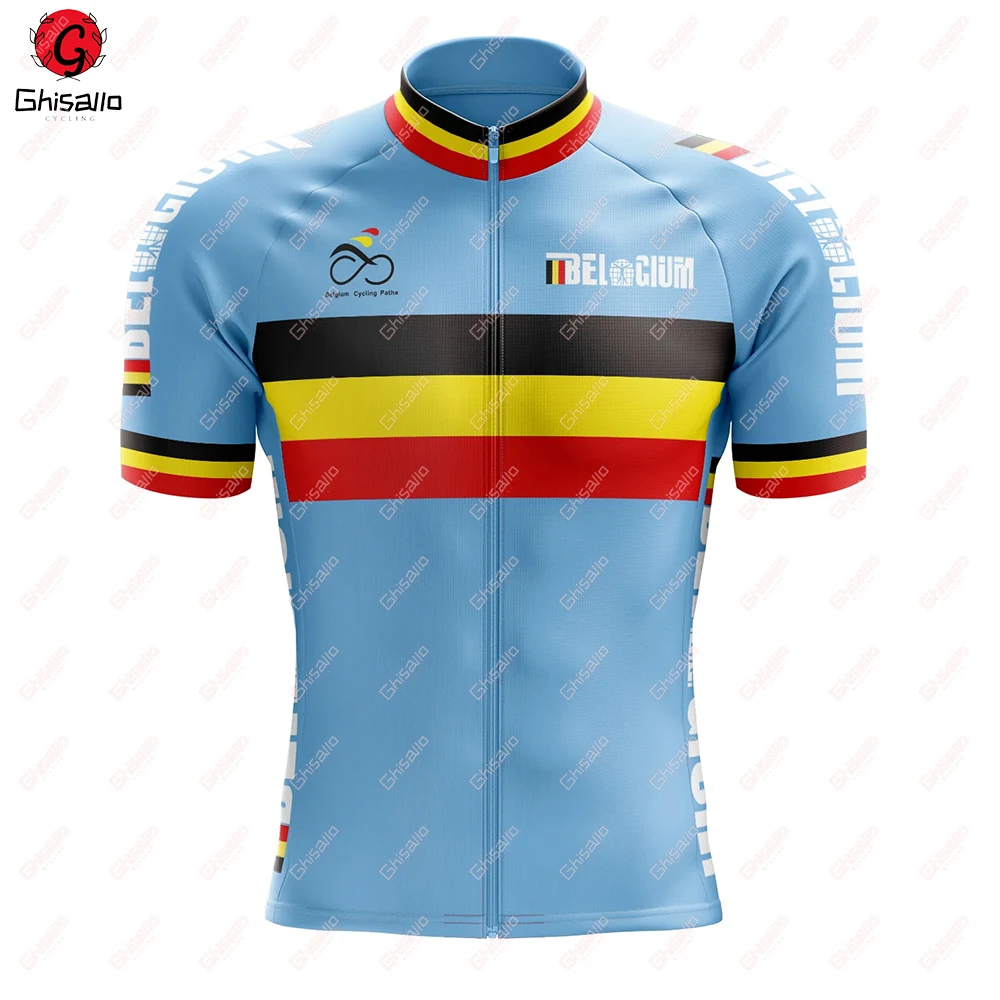 Short Sleeve Cycling Jersey Set for Men, Bicycle Clothing, MTB Bike Jersey, Maillot, Maillot, Belgium, Retro Team image 2