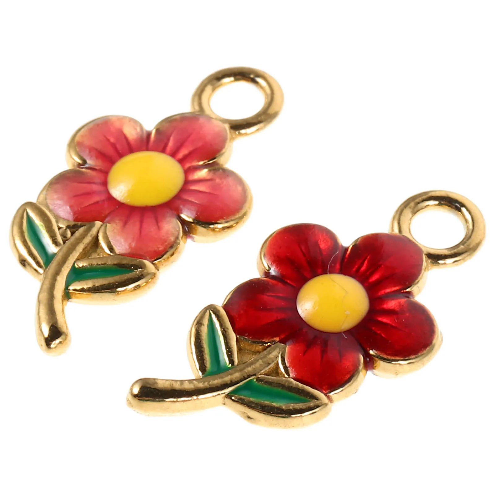 

2Pcs Stainless Steel Flower Pendant Enamel Floral Charms DIY Jewelry Making Necklace Bracelet Earrings Accessories