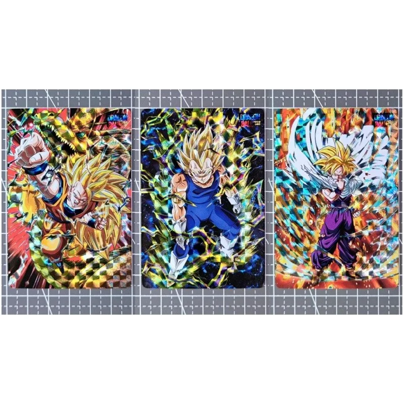 3pcs/set Anime Dragon Ball Series DIY Refractive Composite Craft Flash Card Vegeta Cartoon Game Collection Card Toy Gift 59x86mm