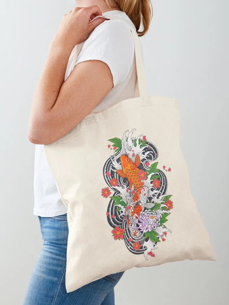 

Koi Fish Pond Tote Bag tote bag eco pack sac pour femme Canvas shoulder bag