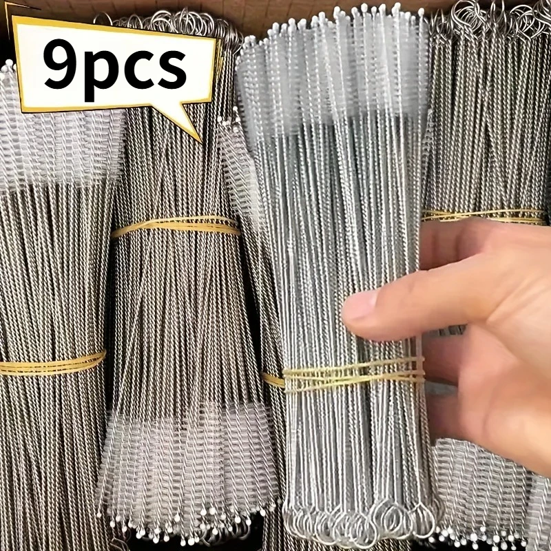 9/17/pcs Stainless Steel Straw Cleaning Brush Set, Long Handle Straw Cleaner