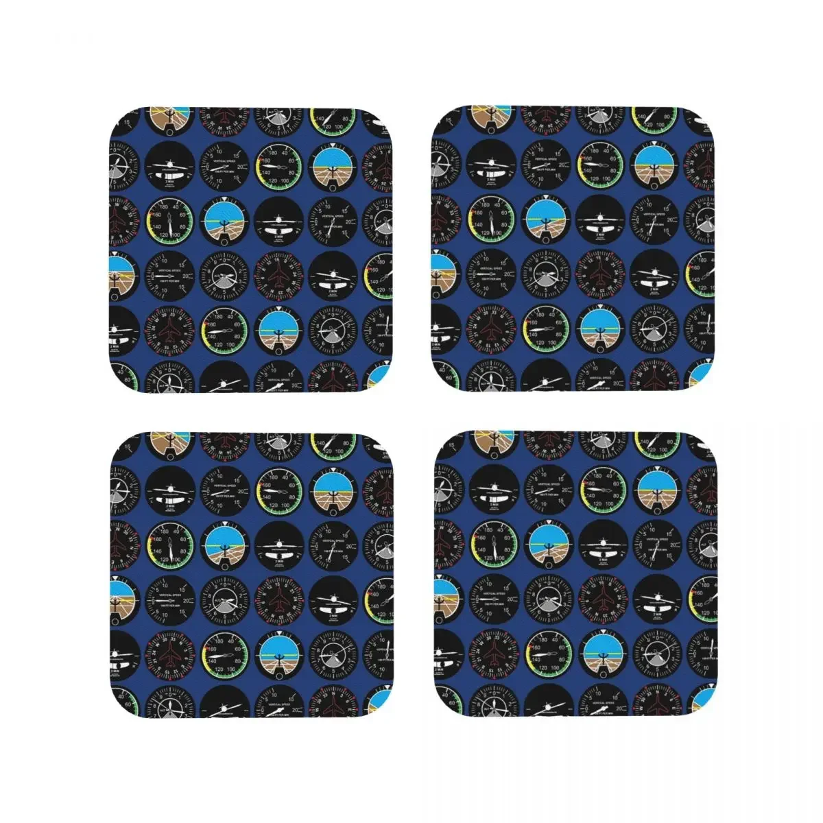 Flight Instruments Coasters Coffee Mat Leather Placemats Mug Tableware Decoration & Accessories Pads for Home Kitchen Dining Bar