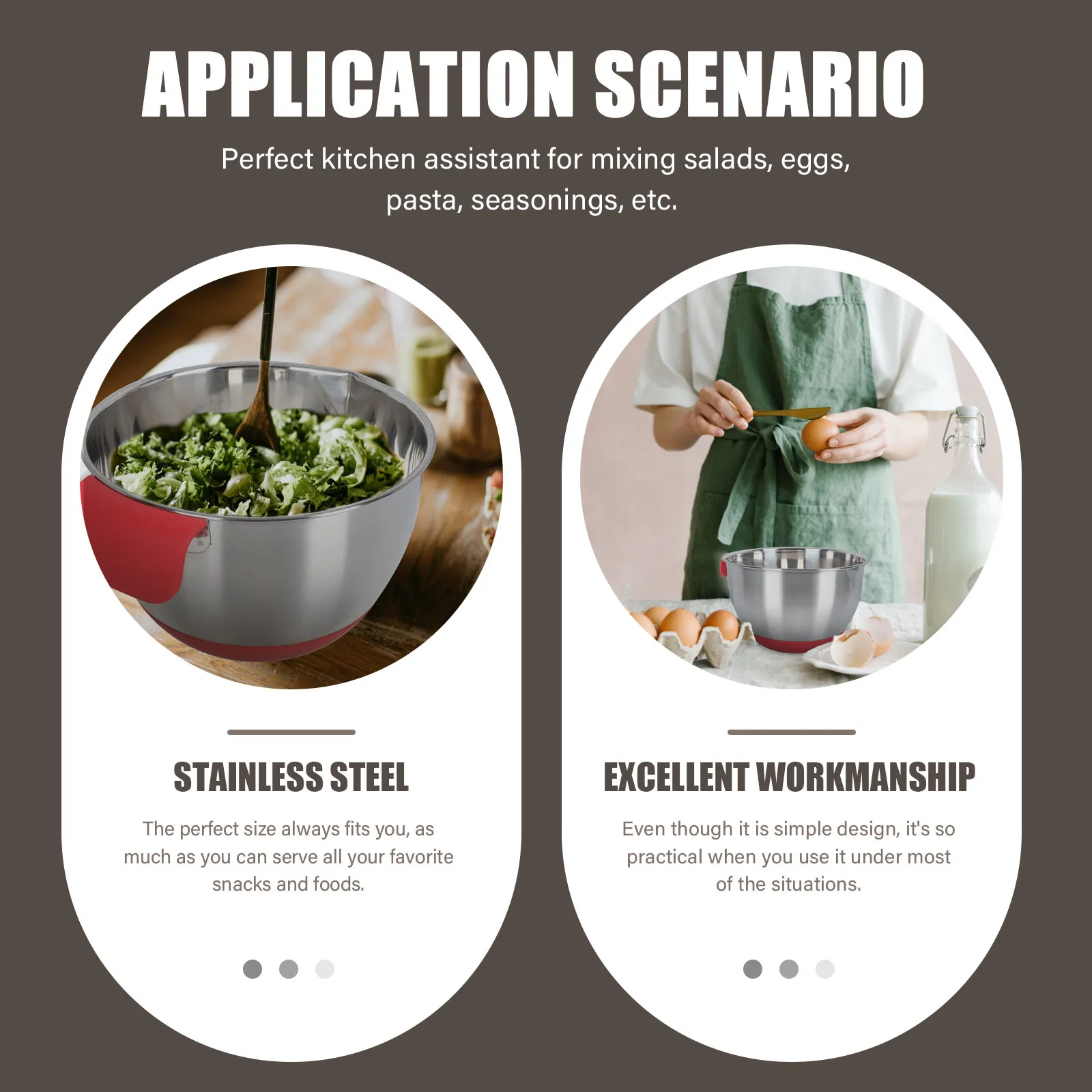 

1 шт. силиконовая миска из нержавеющей стали с наклонным краем для смешивания яиц, салатница, кухонный контейнер для хранения, противоскользящая, для риса, лапши, пасты