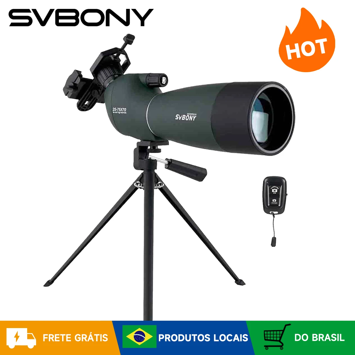 Telescópio de Observação Svbony SV28plus 50/60/70mm com Zoom Poderoso e Prisma PORRO para Tiro ao Alvo e Camping