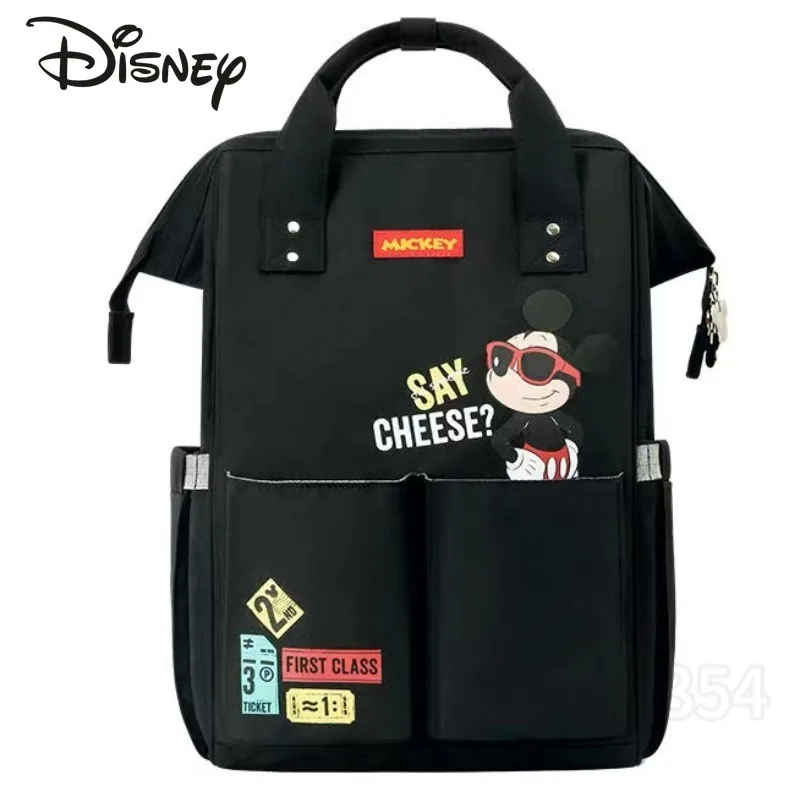 Disney-Bolsa de pañales de Mickey para bebé, mochila multifuncional Original de marca de lujo, bolsa de pañales de moda de dibujos animados