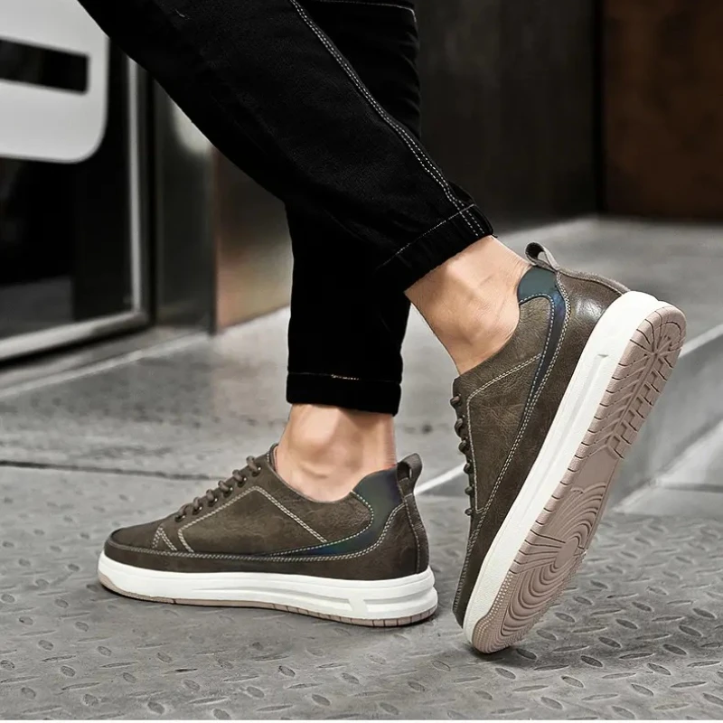 

Men Casual Shoes LaceUp Leather Thick Bottom Outdoor Sneakers Men Flats Soft Oxford Shoes Men Shoes Board Shoes Tennis Air Force