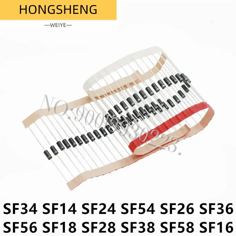 100% New 50pcs/lot SF14 SF24 SF34 SF54 SF16 SF26 SF36 SF56 SF18 SF28 SF38 SF58 DIP super fast recovery diode 400/600V 1A2A3A5A