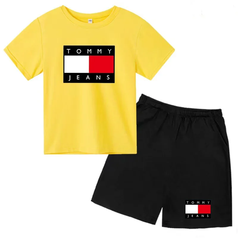 T-shirt et short à la mode pour garçons et filles, vêtements de sport pour tout-petits de 3 à 12 ans, ensemble de jogging décontracté, beaux vêtements de phare charmants, 2 pièces