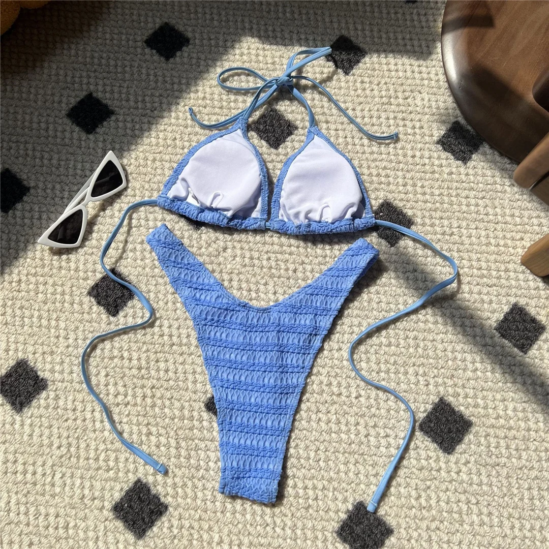 8 Farben, geraffter, halterloser, brasilianischer Bikini, Damen-Badebekleidung, zweiteiliger Bikini-Set, Badeanzug, Badebekleidung, Schwimmbekleidung V5470 – Detail 39