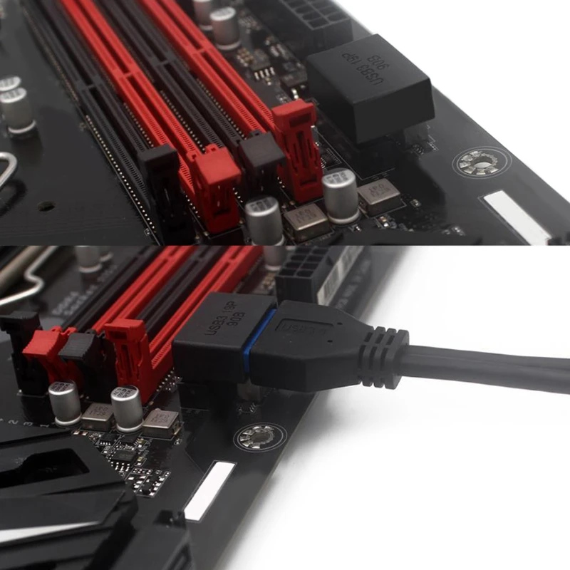 20CB Desktop Computer Motherboard USB Connection Adapter 19p 20p Vertical Plug Needle 90° Turn Installed Steering Elbow