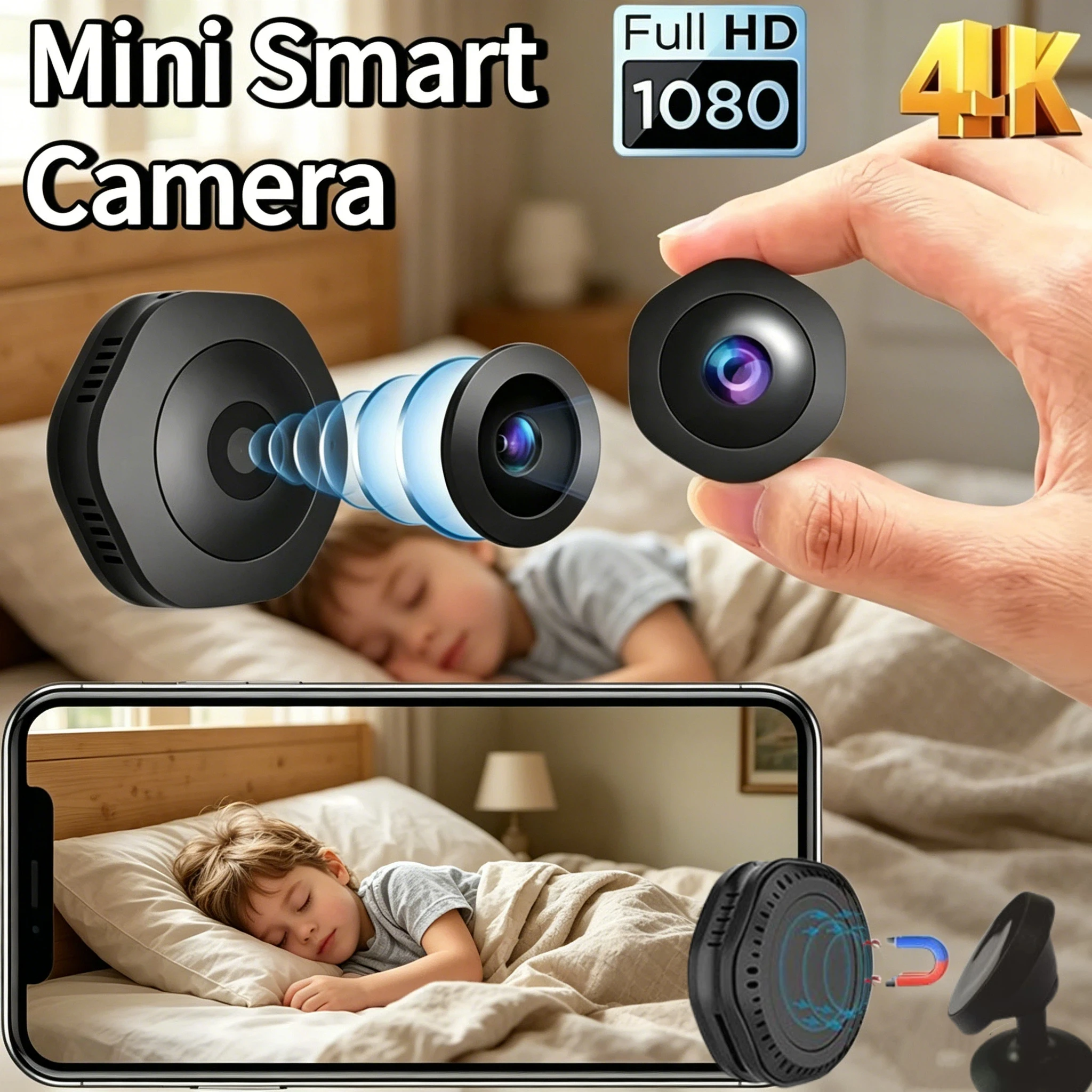 4K WiFi Security Camera Infrared Night Vision Magnetic Mount Easy Install Wide Angle Lens Phone Remote Monitor for Home Office image 2