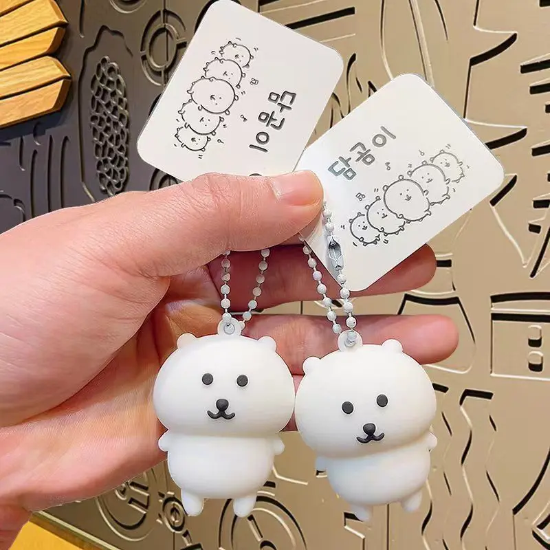 Korean Joke Bear Keychain Cute Cartoon Pendant Doll Bag Charm Funny Toy Accessories Birthday Gift for Girls Women Couple Friends