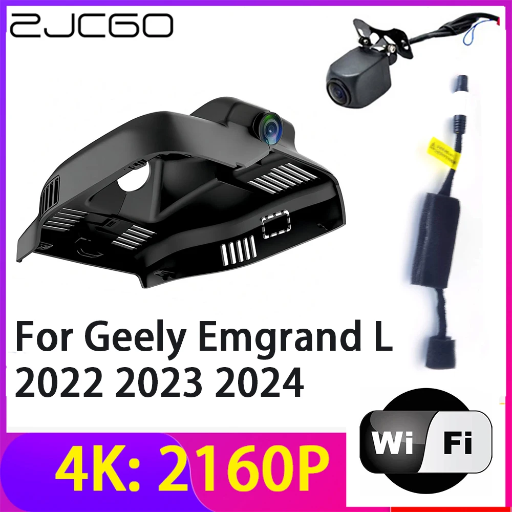 

Видеорегистратор ZJCGO 4K 2160P, 2 объектива, Wi-Fi, ночное видение, для Geely Emgrand L 2022 2023 2024