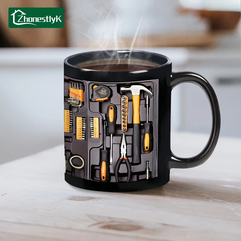 Tasse à café en céramique Creative Toolbox, tasses à thé au lait 3D, tasses à eau, mug de petit-déjeuner, vaisselle domestique, cadeau d'anniversaire