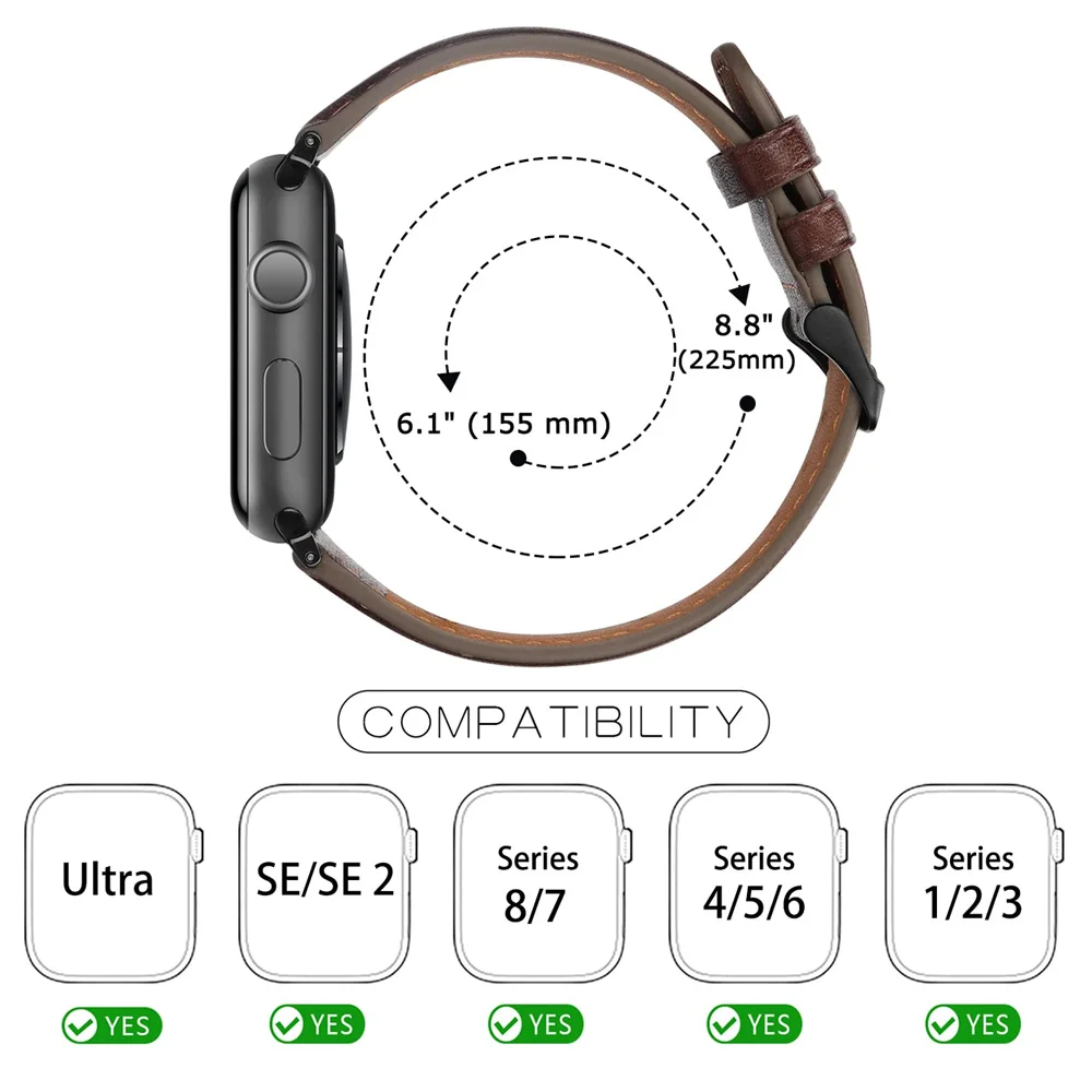 Retro Leather Strap for Apple watch band 44mm 49mm 45mm 41mm 40mm Loop bracelet 45 mm correa iWatch series ultra-8-7-SE-6-5-4-3