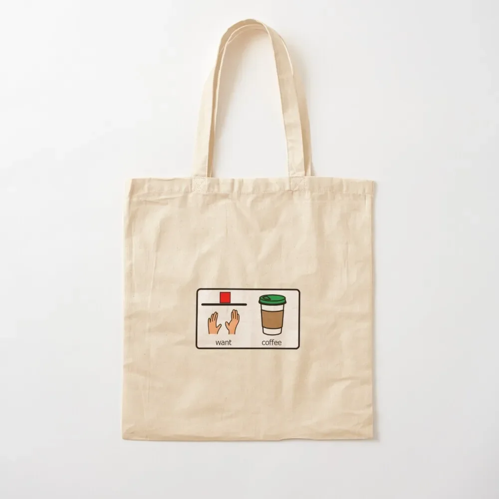 

Boardmaker Symbols Want Coffee Tote Bag reusable shopping bags shopper bag woman Shopper bag custom fabric