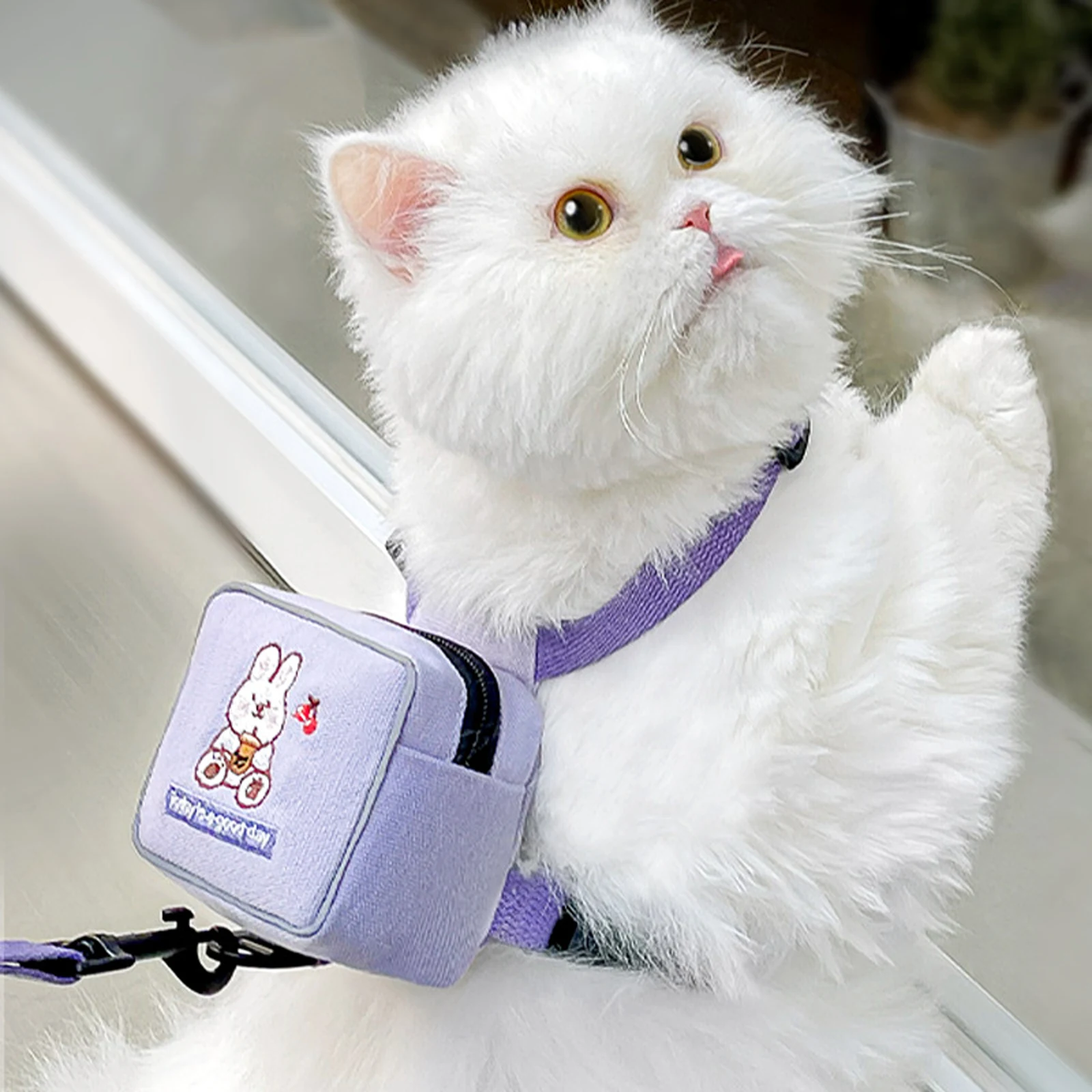 

Cat Leash Vest Pet Backpack Harness Outdoor and for Cats Polyester Walking with