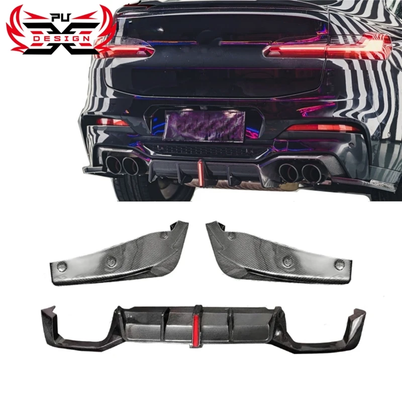 

For BMW X4M F98 2019-2021 Carbon Fiber Rear Diffuser Rear Bumper Rear Splitter Rear Shunt Retrofit accessories Body Kit