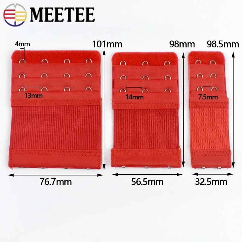 10Pc Bra Strap 3 Row Underwear Adjust Clasp Bras Hook Eye Tape Corset Extension Ribbon Band DIY Sewing Accessories view 3