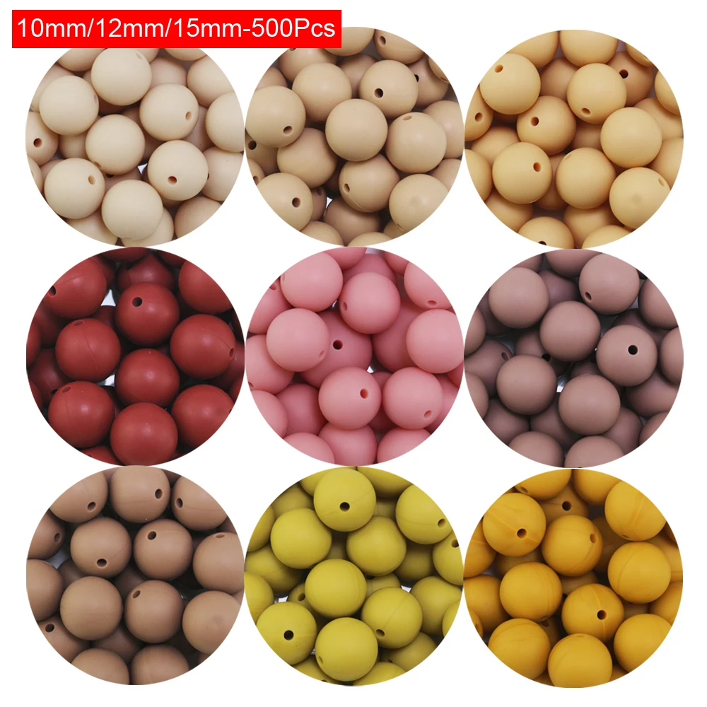 2024 New Colors  Silicone Teething Beads 20pcs 10/12/15/20MM Rust Glitter Turquoise Marble Pearls For Beaded Pen Making Jewelry