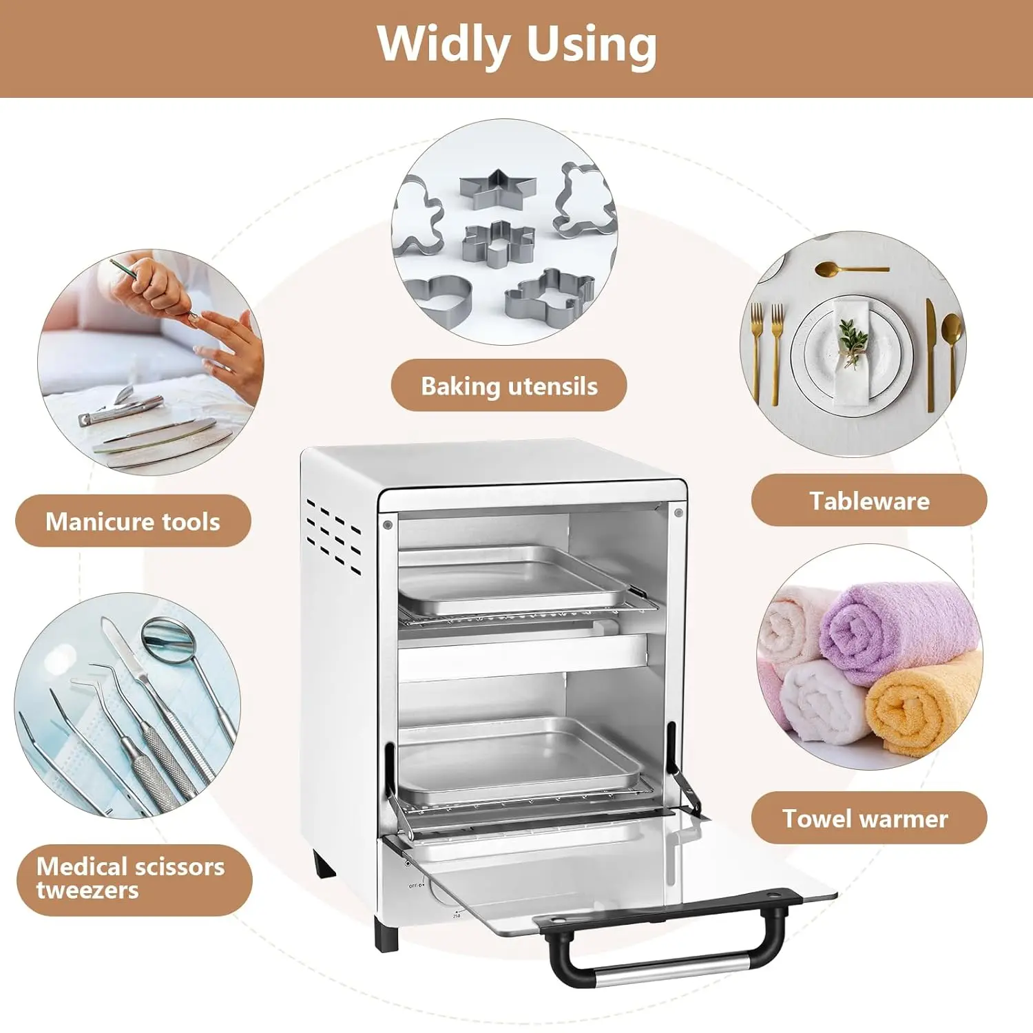 Nail Tool Sterilizer High Temperature Cleaning Drying Oven Double Layer Nail Sterilizer with Temperature and Timer Controls - view 3