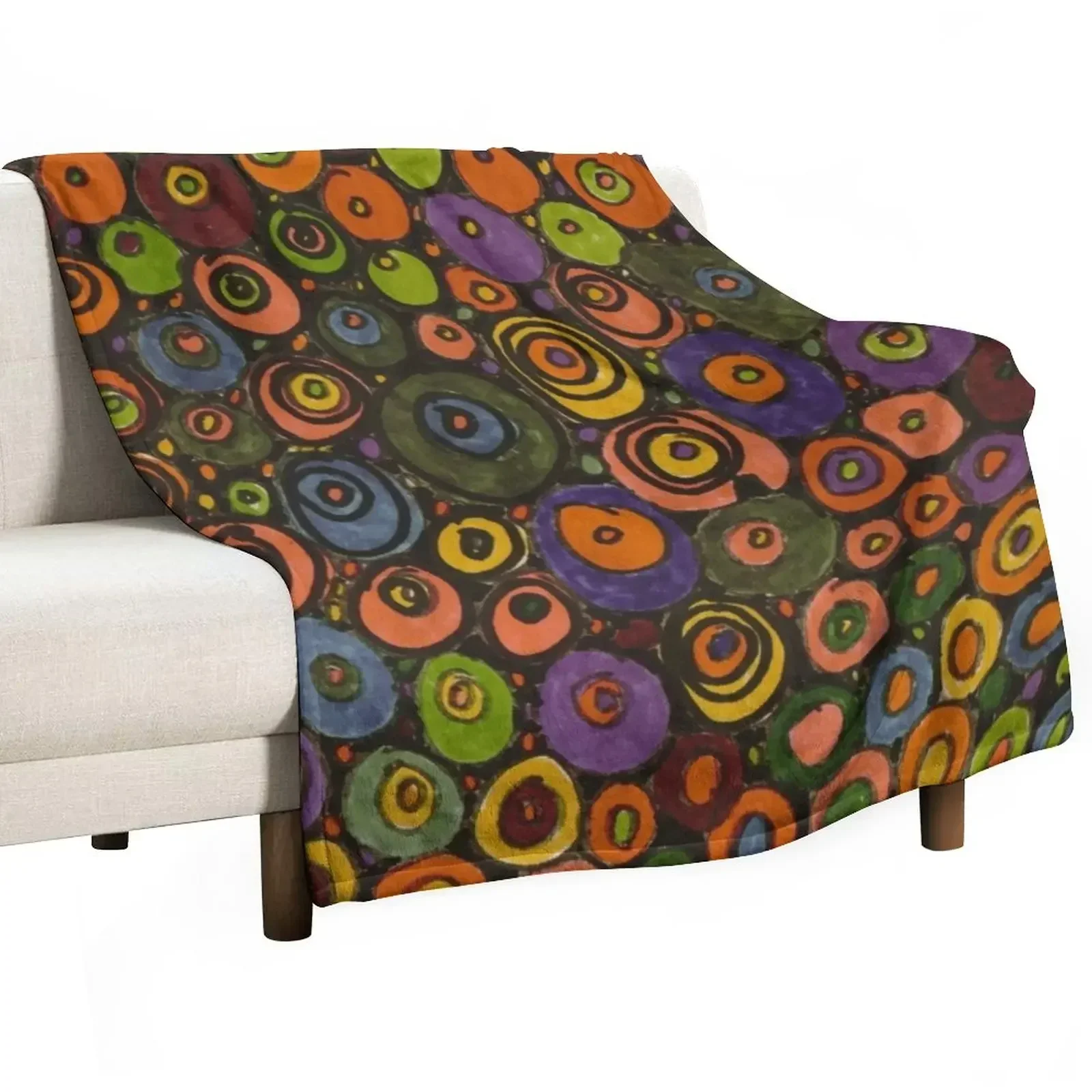 

Abstract Circles in Pinks and Greens in Latte Throw Blanket Retros Blankets For Baby Blankets