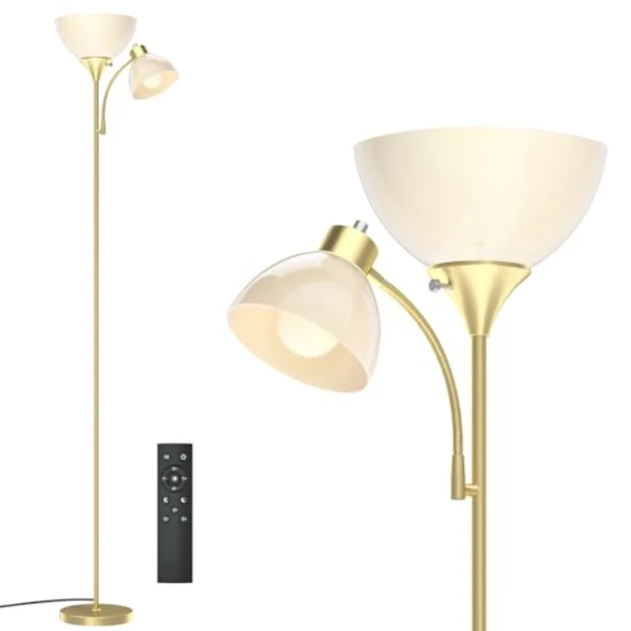 

Led Floor Lamp, Super Bright 11W+7W 2100LM Torchiere Floor Lamps for Living Room, Stepless Adjustable 4 Color Temperatures 3000
