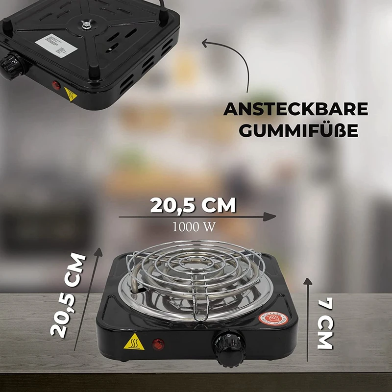 Premium Electric Single Hob 1000W-5 Power Levels Solid Electric Stove Top Single For Office,On The Go And Home EU Plug