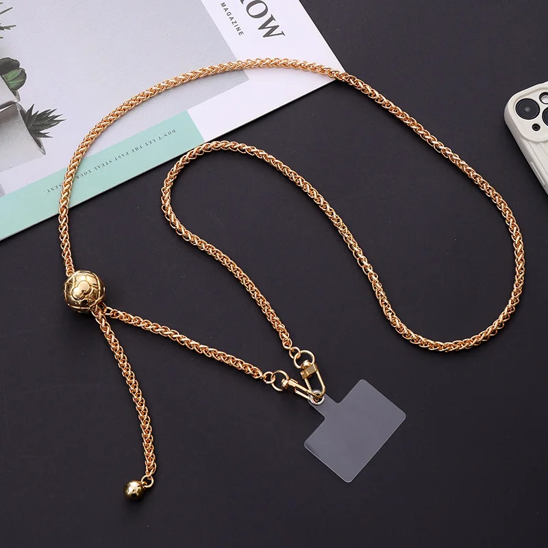 New Metal Mobile Phone Chain Fashion DIY Jewelry Accessories Adjustable Telescopic Diagonal Strap   Diagonal Straddle Bag Chain