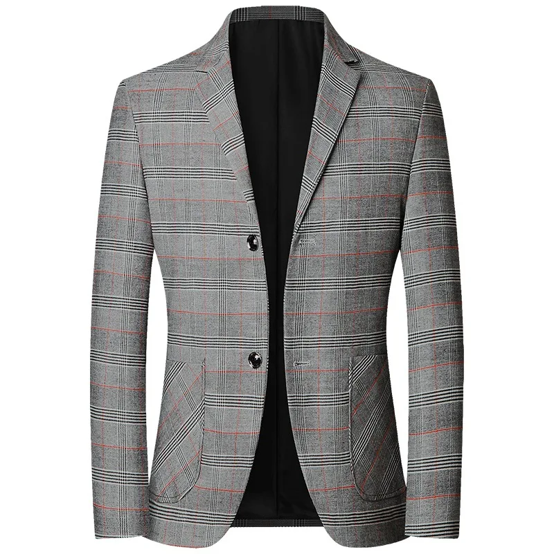 New Spring Man Plaid Blazers Suits Jackets Business Casual Suits Coats New Fashion Male Slim Blazers Jackets Men\'s Clothing 4XL