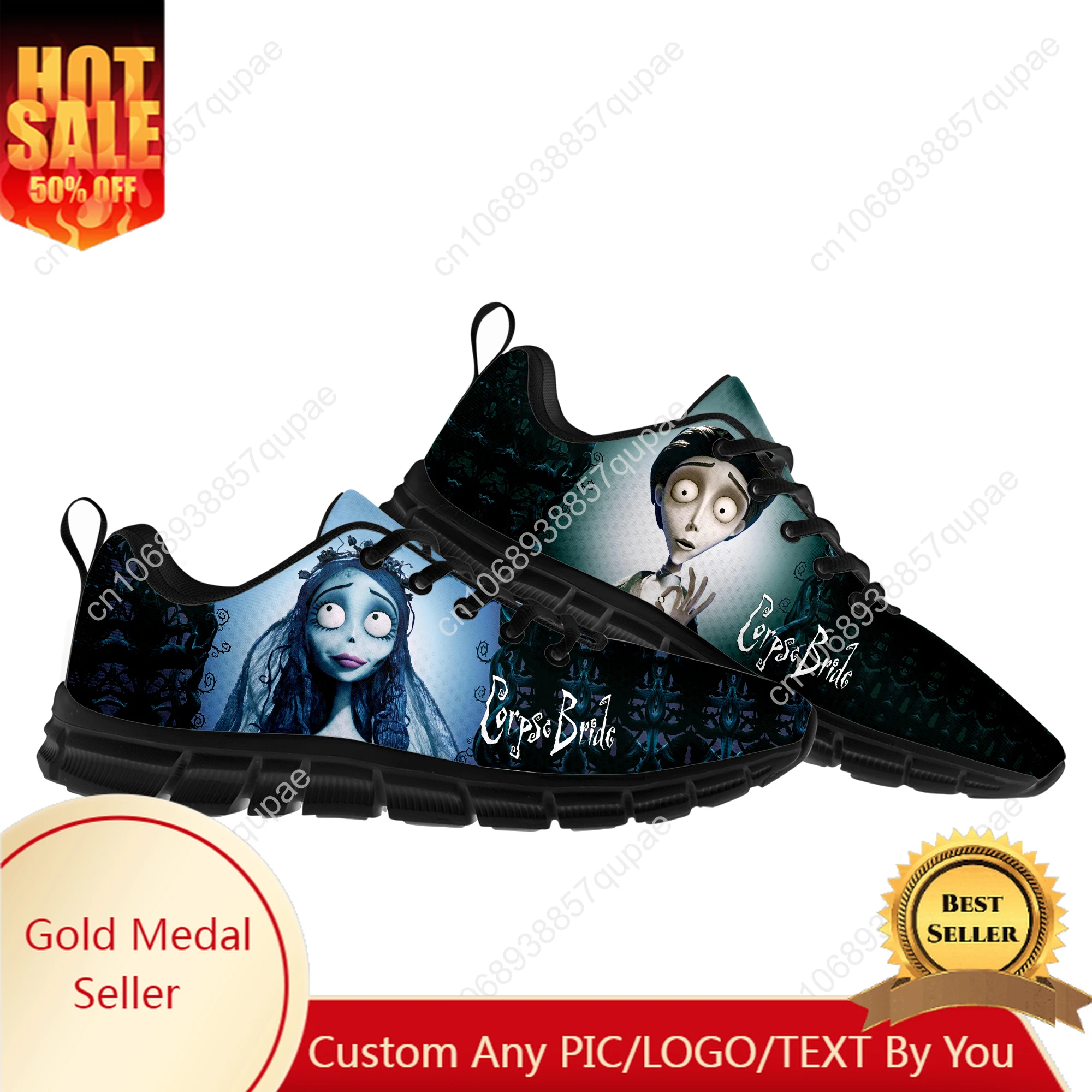 Corpse Bride Anime Cartoon Sports Shoes Fashion Mens Womens Teenager Sneakers Casual Custom High Quality Couple Shoes Black