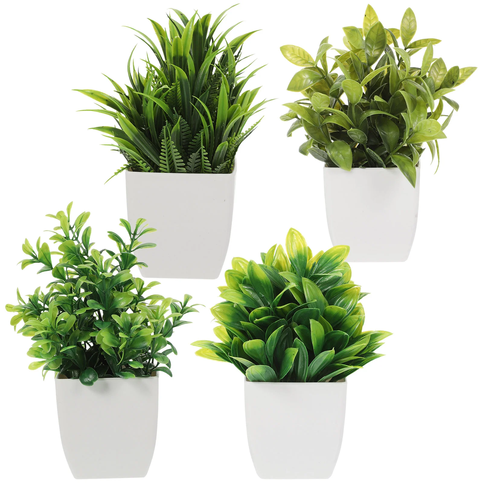 

4 Pcs Artificial Potted Plant Plants Faux Indoor Outdoor Plastic Fake Desktop Adornments Office Bonsai for Home Decor