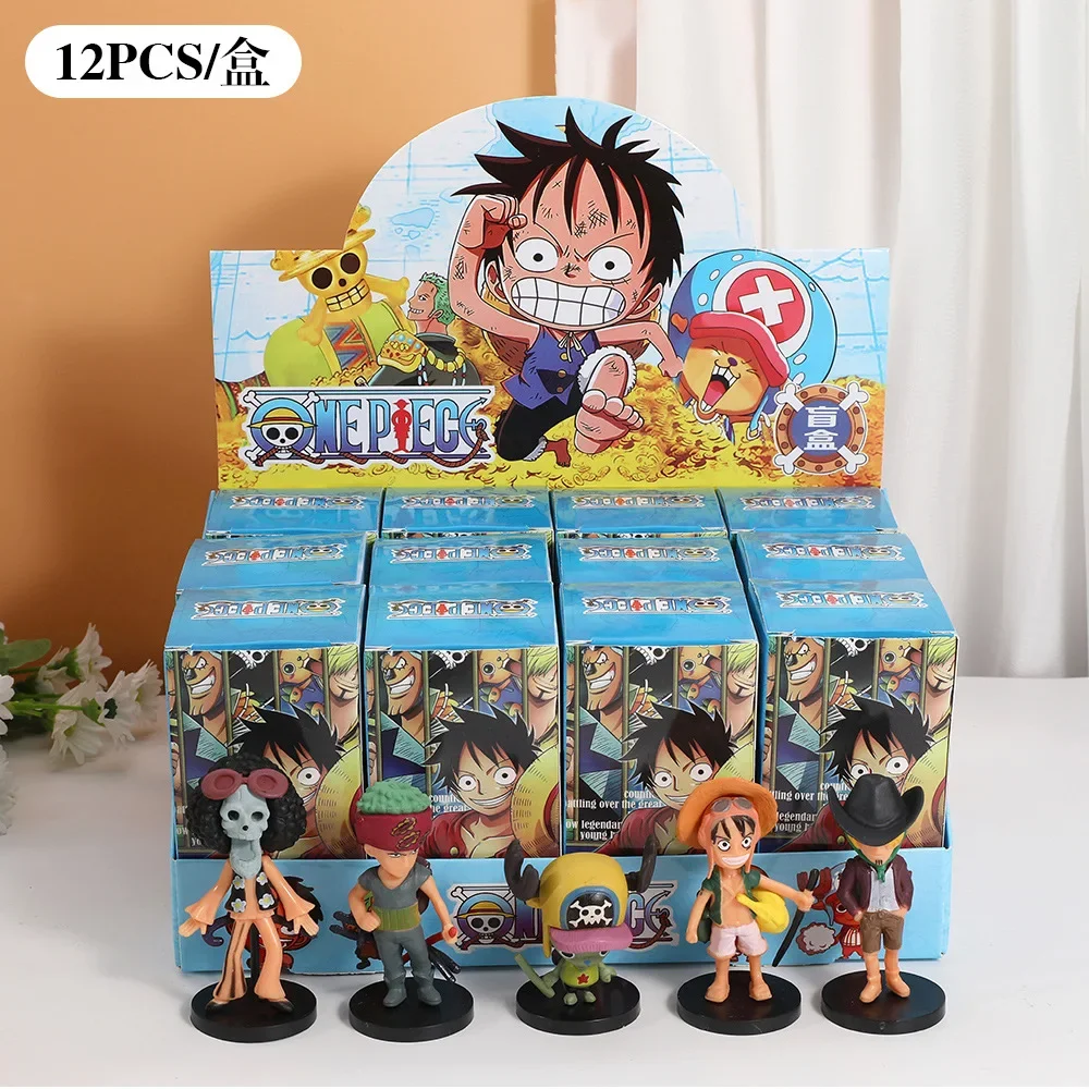 Hot 12pcs Cartoon Anime One Piece Luffy  Box Toys Mini Figure Ornament  Room Decor Doll Model Collection Gifts.