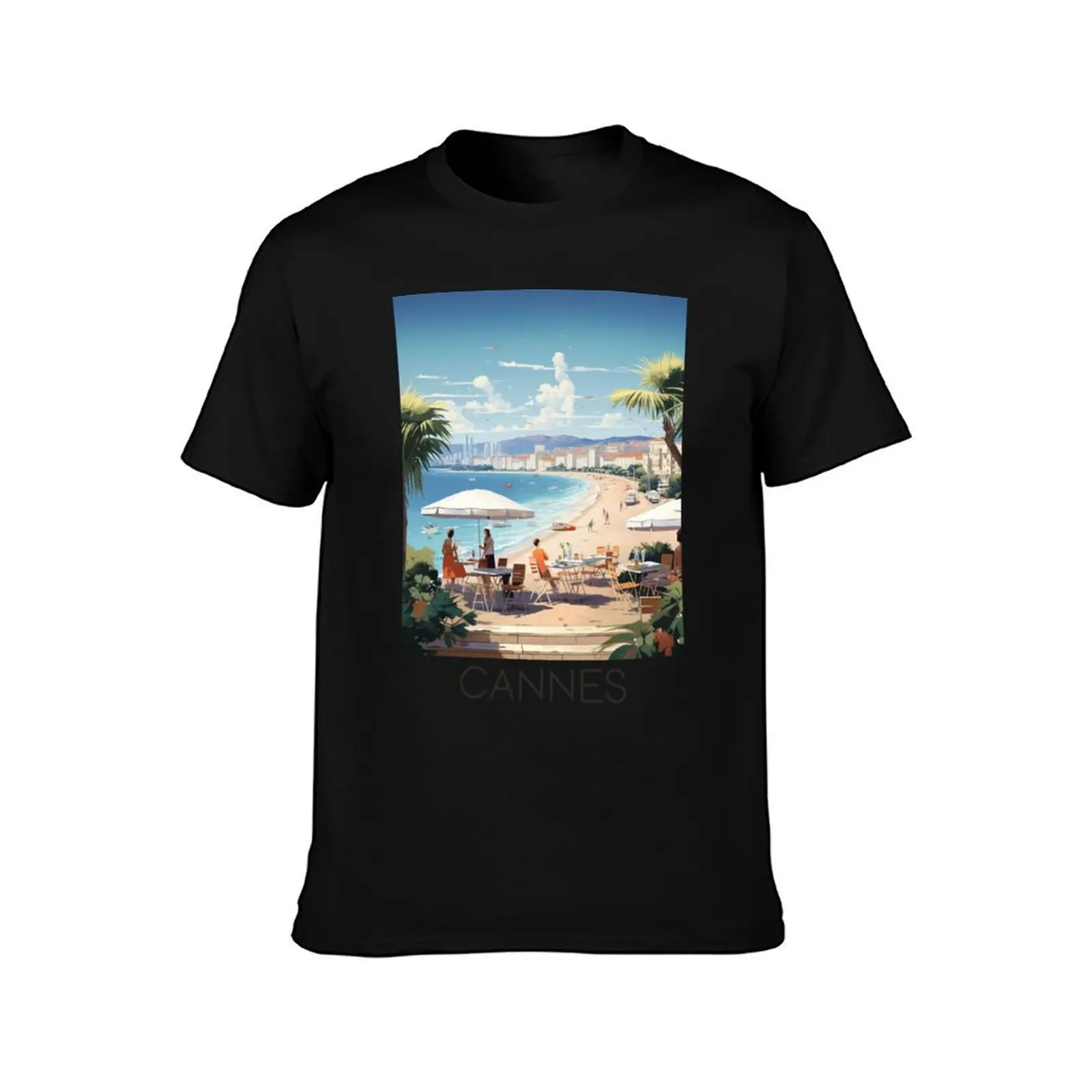 A Vintage Travel Illustration of Cannes - France T-Shirt anime clothes cheap stuff t shirts for men graphic