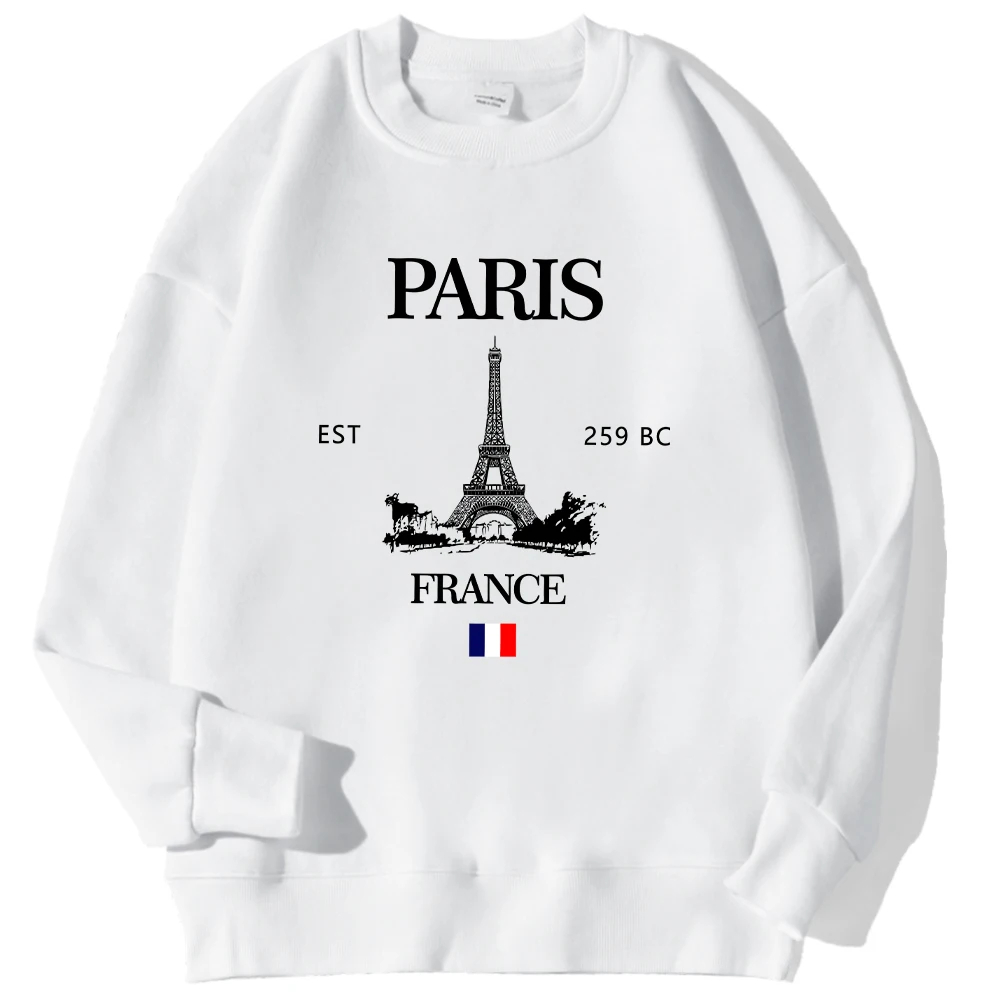 Fashion Womens Hoodie Paris France Eiffel Tower Printing Sweatshirt Crewneck Soft Warm Breathable Pullover Autumn Winter Tops