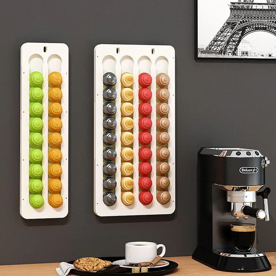 1pc Multi Specification Wall Mounted Coffee Capsule Storage Container Kitchen Cabinet Capsule Display Rack Coffee Hanging Box