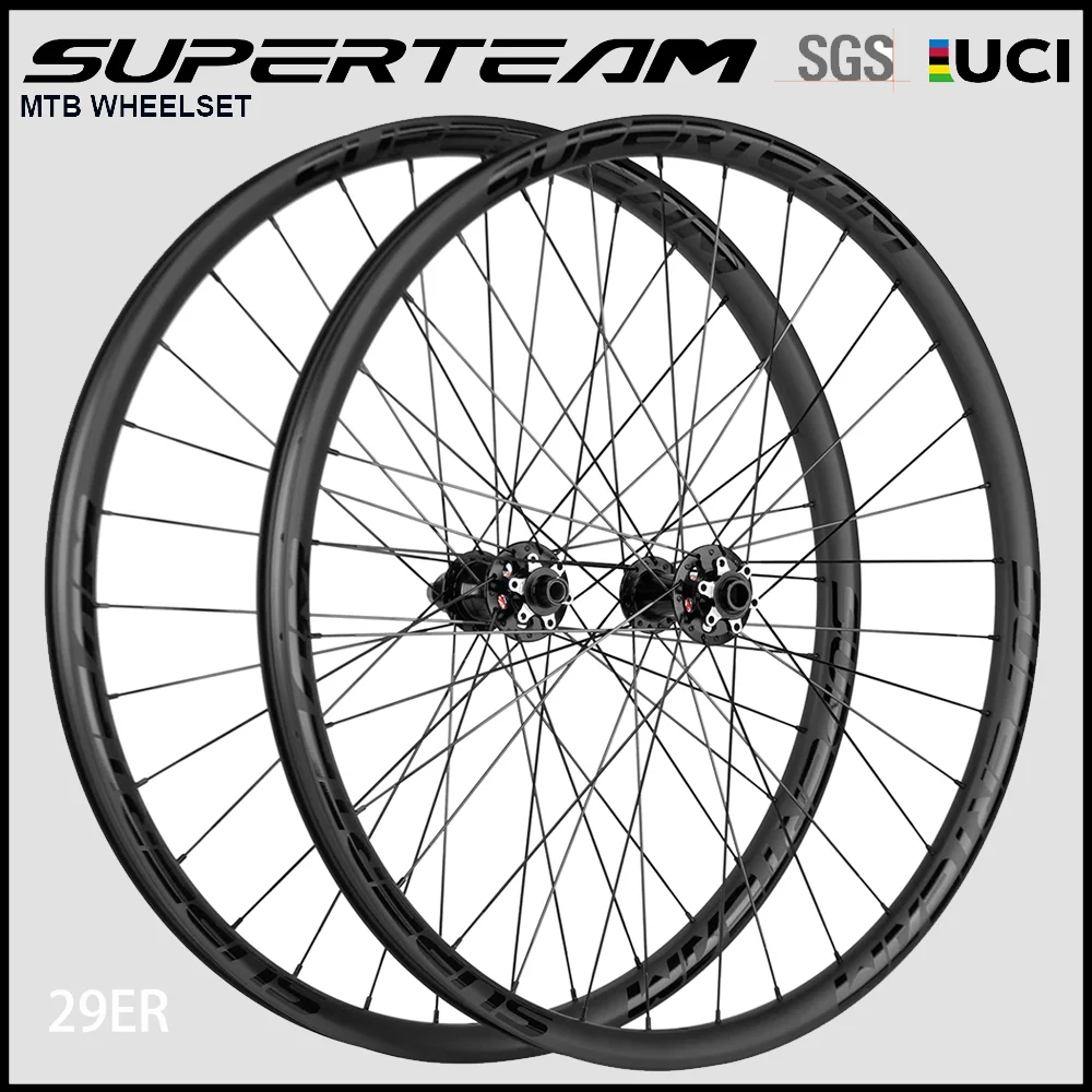 

SUPERTEAM 29ER 35 мм бескамерная карбоновая колесная пара MTB, колесная пара для горного велосипеда, 110 мм/148 мм, 32-32H
