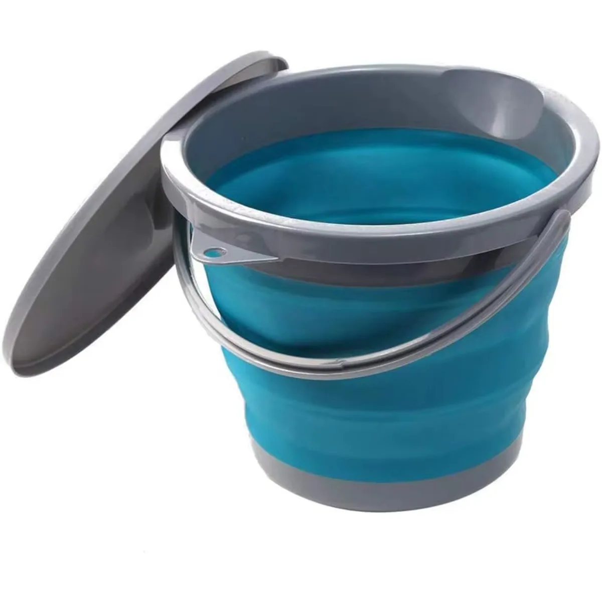 

Collapsible Water Bucket with Locking Lid Multifunction Foldable Round Tub Water Pot Portable Water Pail Space Saving